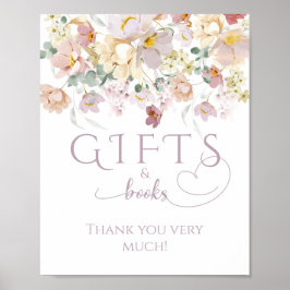 Poster Presente de Chá de fraldas de flor selvagem roxa