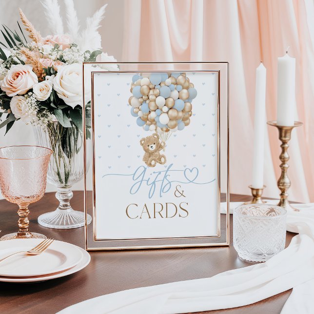 Poster Presente de Chá do Bear Blue Balloon Baby Boy (Criador carregado)