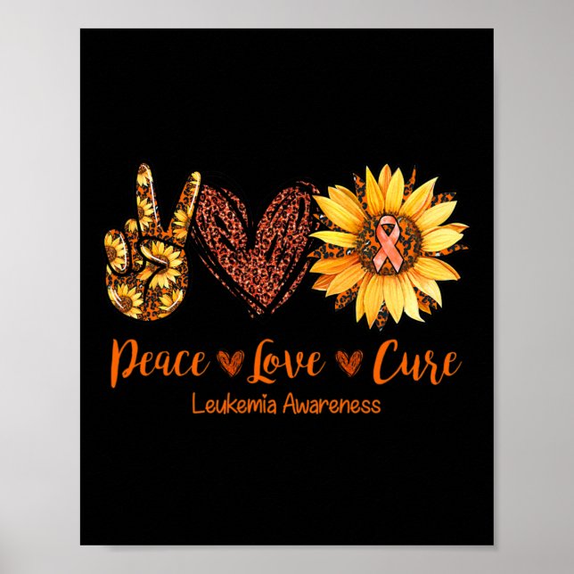 Poster Presente de Consciência da Leucemia Cura e Paz (Frente)
