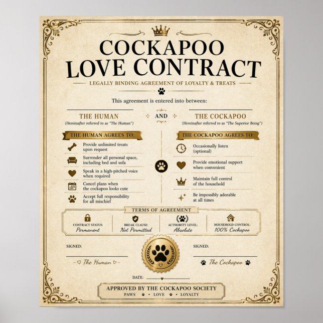 Poster Presente de Contrato de Amor Personalizado para Co (Frente)