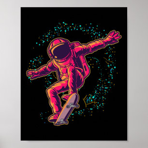 Poster Presente de Cosmonauta de Skate no Espaço Sideral
