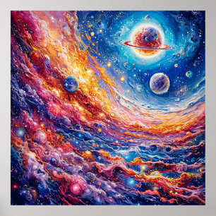 Poster 🌙 Presente de decoração de planetas da lua para q