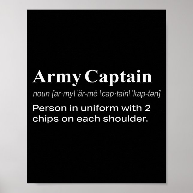 Poster Presente de Definição de Capitão do Exército Milit (Frente)