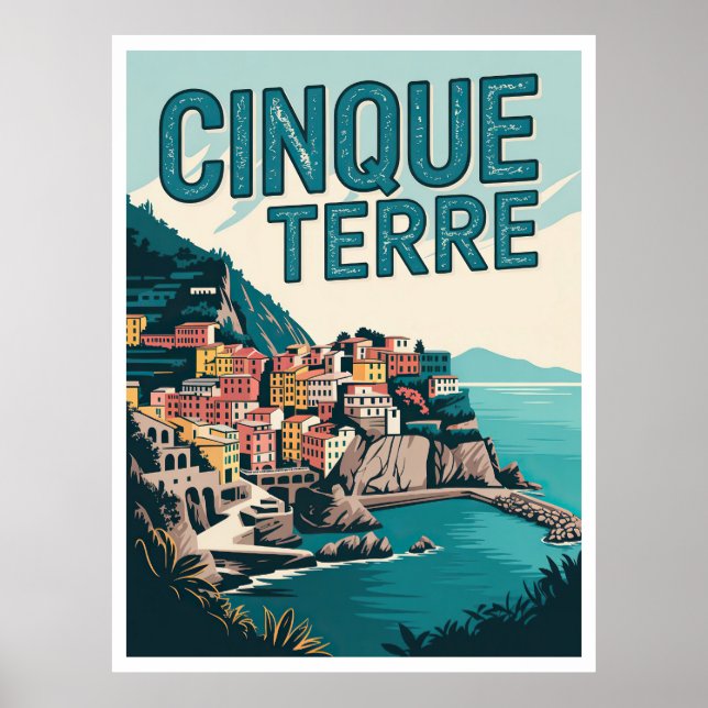 Poster Presente de Design do Retro Cinque Terre Hike (Frente)