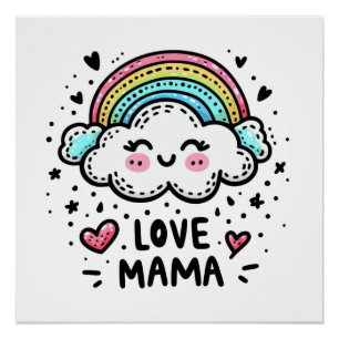 Pôster Presente de dia de as mães Eu Amo Mamãe