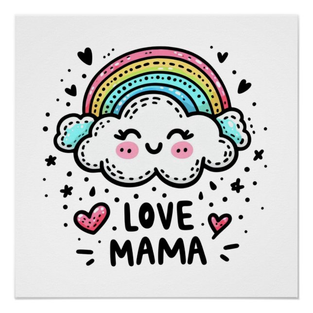 Pôster Presente de dia de as mães | Eu Amo Mamãe (Frente)