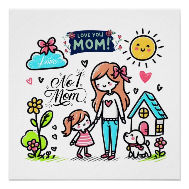 Pôster Presente de dia de as mães | Eu Te Amo Mãe (Frente)