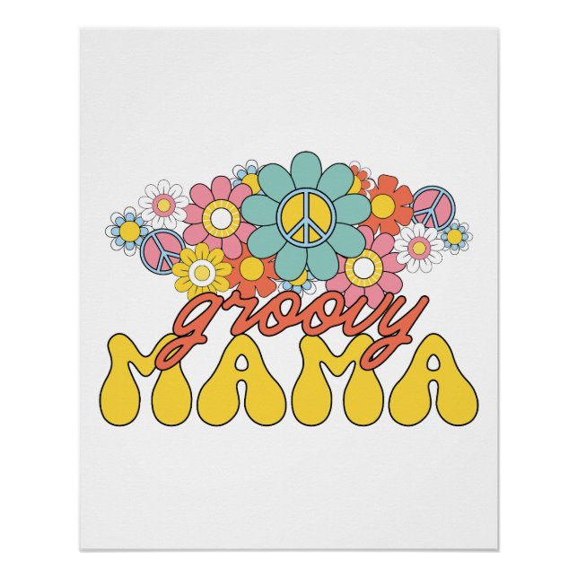 Pôster Presente de dia de as mães | Groovy Mama (Frente)
