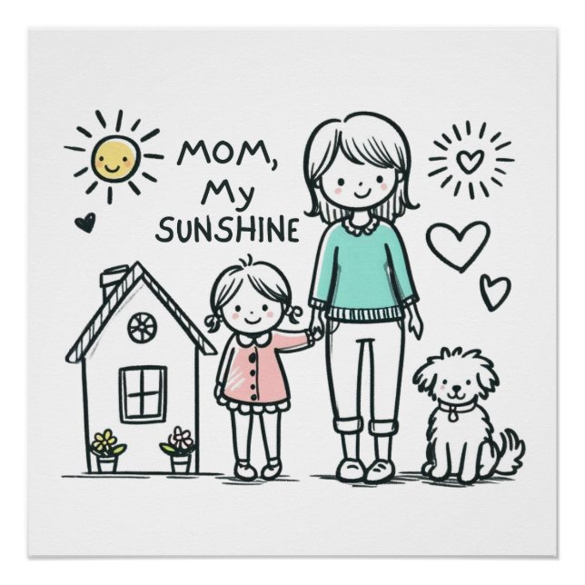 Pôster Presente de dia de as mães | Mamãe, Meu Sol (Frente)