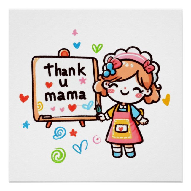 Pôster Presente de dia de as mães | Obrigado Mãe (Frente)