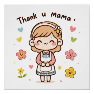 Pôster Presente de dia de as mães Obrigado Mãe