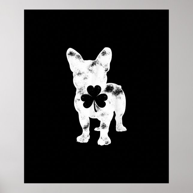 Poster presente de Dia de São Patrício de buldogue francê (Frente)