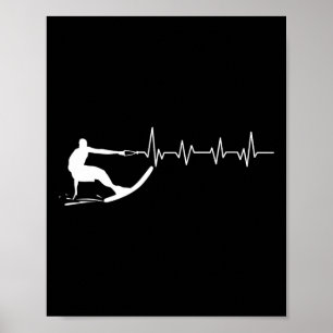 Poster Presente de esqui aquático de batimento cardíaco e