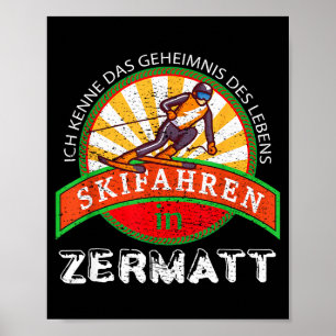 Poster Presente de esqui vintage para esquiadores de zerm