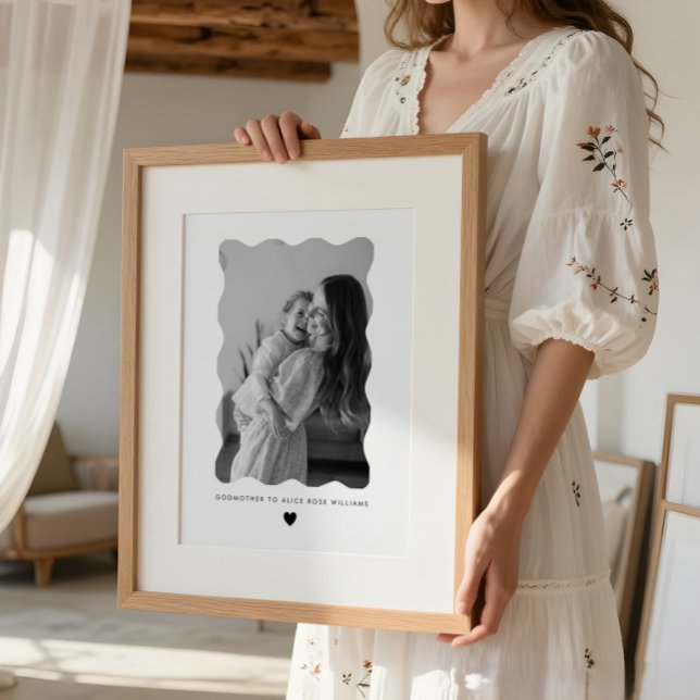 Poster Presente de Foto da Madrinha em Forma de Onda (Zazzle Godmother Wavy Photo Keepsake Print)