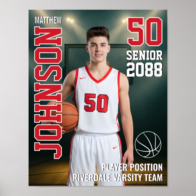 Poster Presente de Foto do Jogador da Equipe de Basquete  (Frente)
