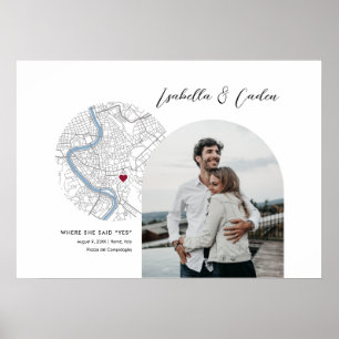 Poster Presente de Foto do Noivado de Casamento do Mapa d