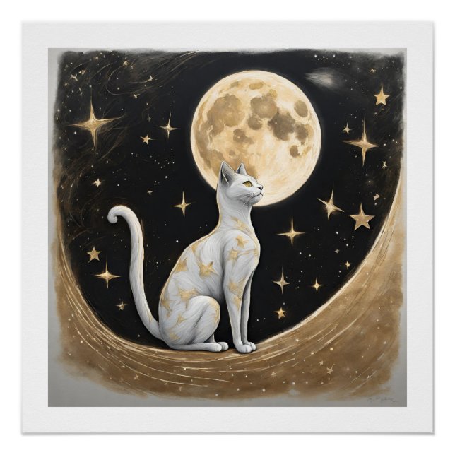 Pôster Presente De Gato Celestial Para Pás De Gato (Frente)
