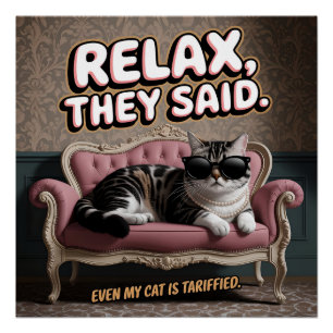 Pôster Presente de Gato Relaxado para Amantes de Animais