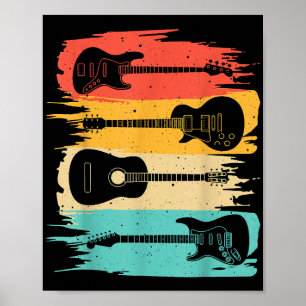 Poster Presente de Guitarra Vintage para Homens Mulheres