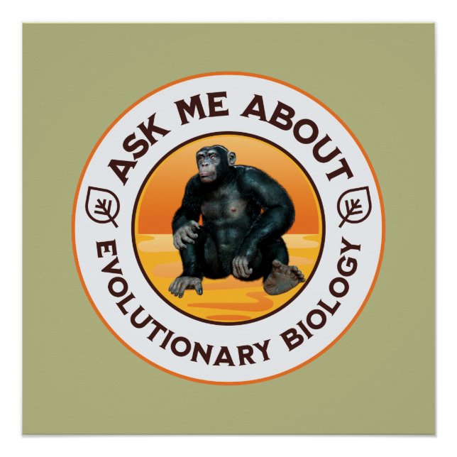 Pôster Presente de Humor de Evolução para Professor de Bi (Frente)