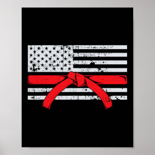 Poster Presente de Karatê da Bandeira Americana Lutador d