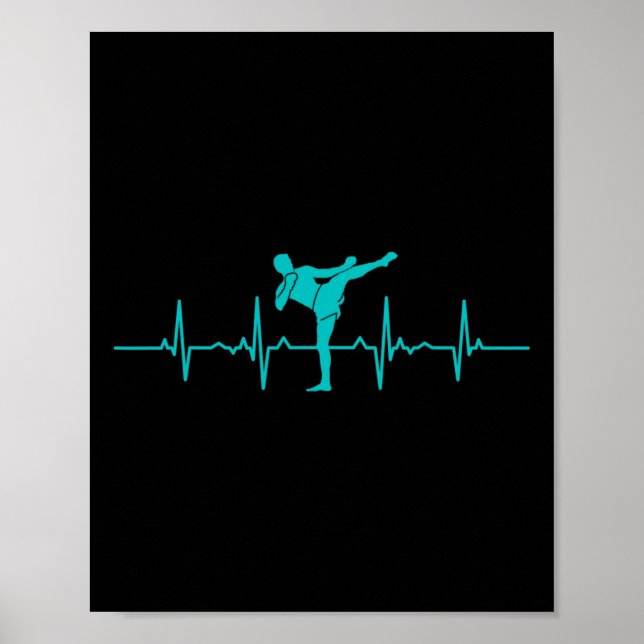 Poster Presente de Kickboxing Batimento Cardíaco Ekg Engr (Frente)