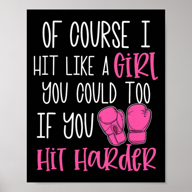 Poster Presente de Kickboxing Feminino Claro que Acerto c (Frente)