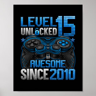 Poster Presente de Menino de 15 Anos Desbloqueado Nível 1