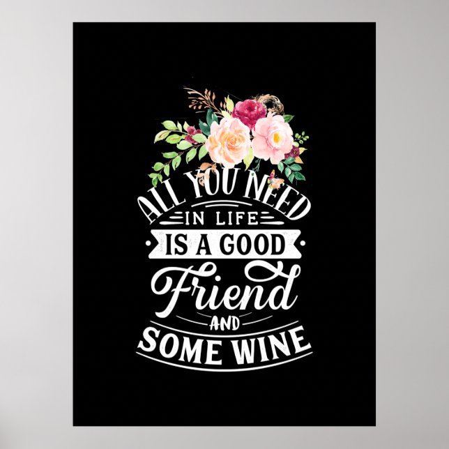 Poster Presente de Natal | Bom Amigo E Um Pouco de Vinho (Frente)