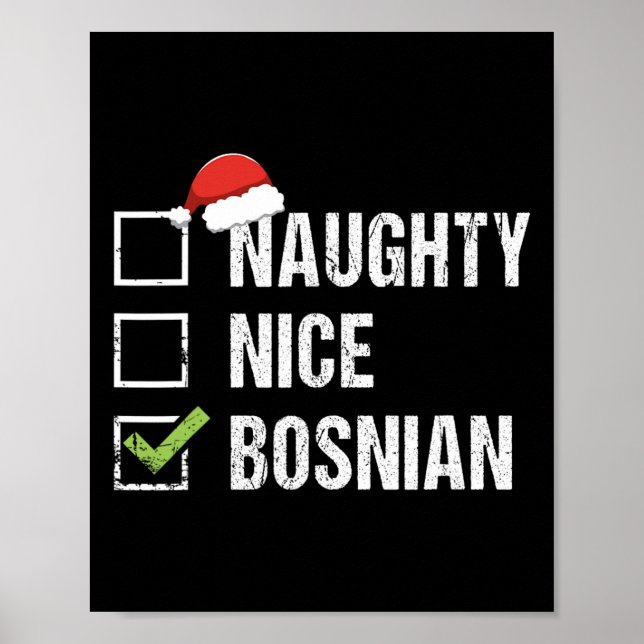 Poster Presente de Natal Bósnio Bósnio Bósnio Santa Hat 1 (Frente)
