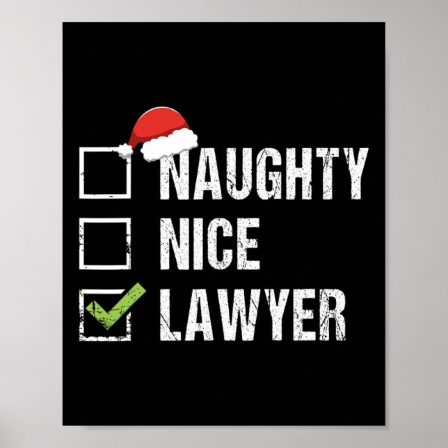 Poster Presente de Natal da Lei Santa Hat, advogado malva (Frente)