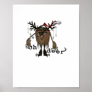 Poster Presente de Natal divertido de rena de desenho ani