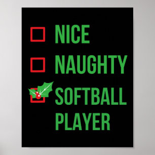 Poster Presente de Natal do Softball Funny Pajama