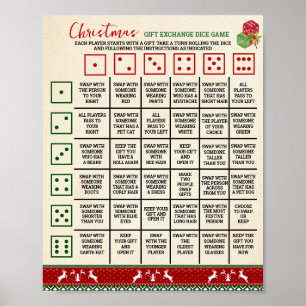Poster Presente de Natal Troca de Dados Jogo Suéter Feio