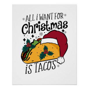 Pôster Presente de Natal Tudo que quero é Tacos