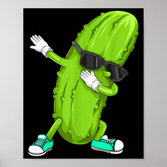 Poster Presente de pepino engraçado fazendo dab _ pepino  (Frente)