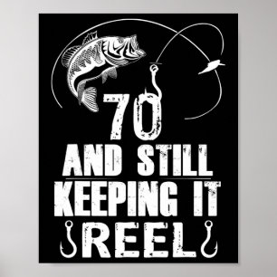 Poster Presente de pescador de 70 anos de idade, pescando