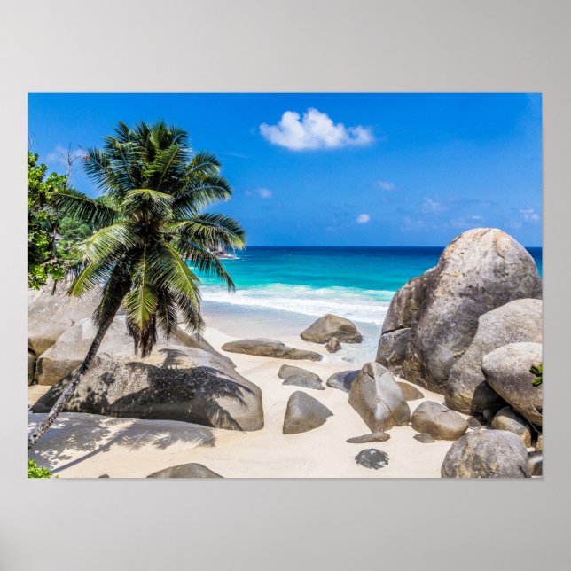 Poster Presente de praia Mahe Seychelles Carana (Frente)