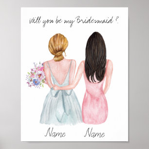 Poster Presente de Proposta de Bridesmaid Personalizada