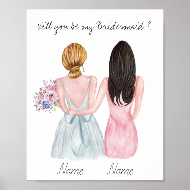 Poster Presente de Proposta de Bridesmaid Personalizada (Frente)