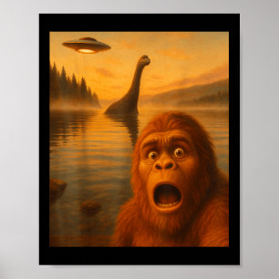 Poster Presente de selfie de pé grande com alienígena OVN