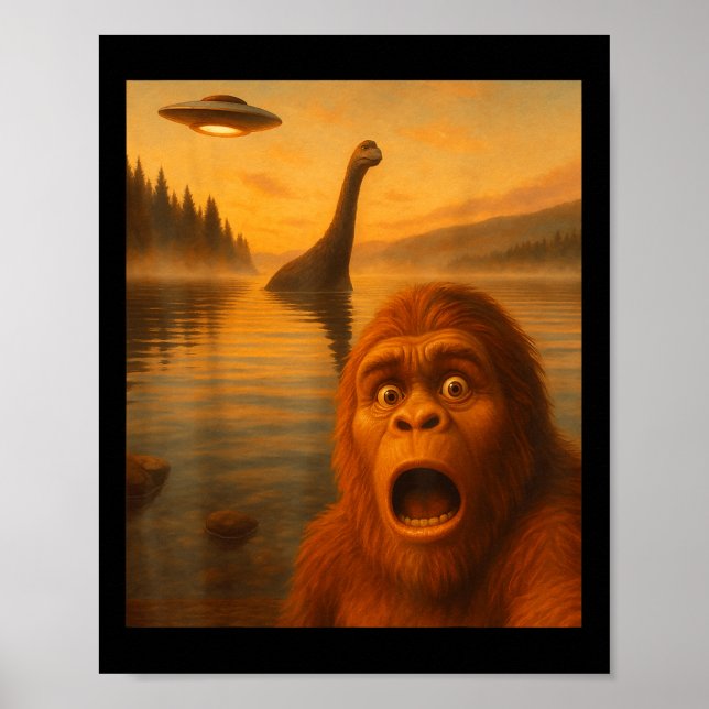 Poster Presente de selfie de pé grande com alienígena OVN (Frente)