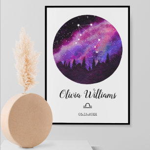 Poster Presente de Símbolo Horoscópio Libra, Constelação