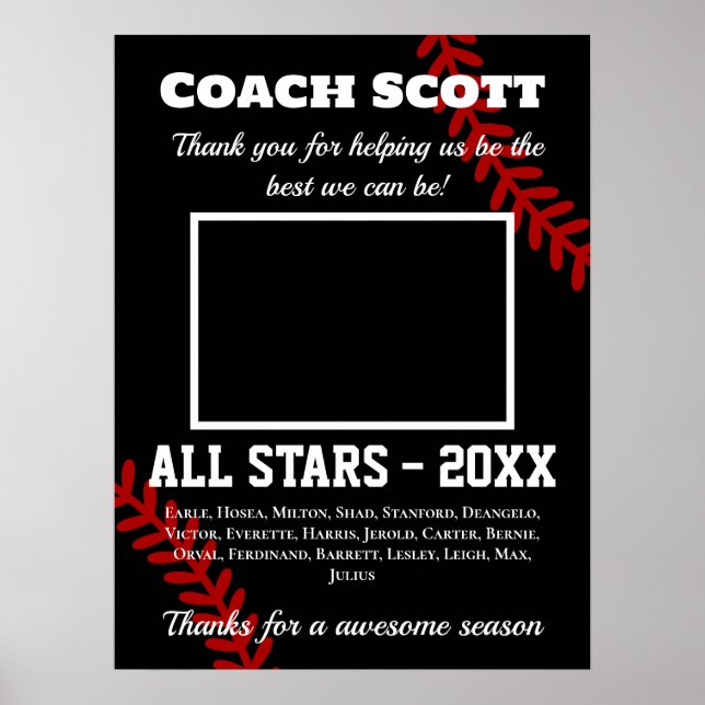 Poster Presente de treinador de basquetebol com foto de e (Frente)