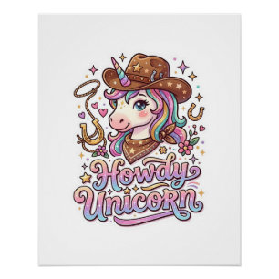 Pôster Presente de Unicórnio Howdy Unicórnio Ideia de Ade