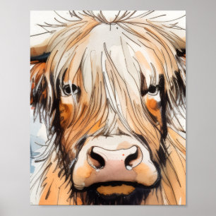 Poster Presente de vaca, vaca das Terras Altas