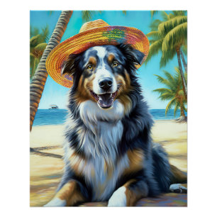 Pôster Presente de verão para amante de Australian Shephe