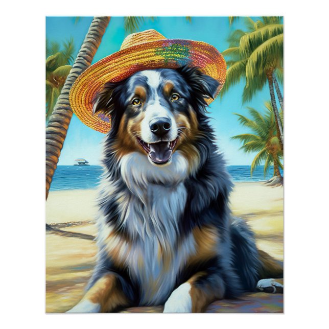 Pôster Presente de verão para amante de Australian Shephe (Frente)