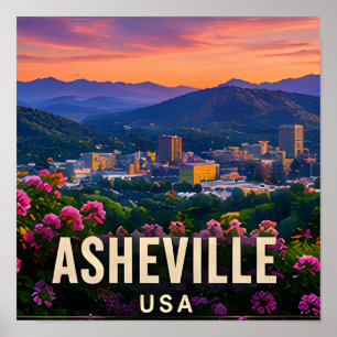 Poster Presente de Viagem Asheville Carolina do Norte Mon